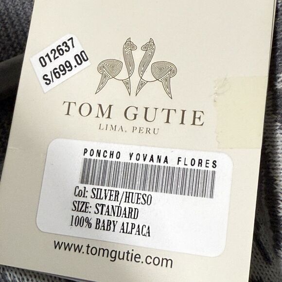 NEW Tom Gutie Baby Alpaca Poncho Yovana Flores Turtleneck Sweater Gray Women S - Picture 8 of 14
